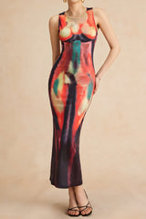 Florelle | Robe Midi Femme Imprimé Abstrait Confortable