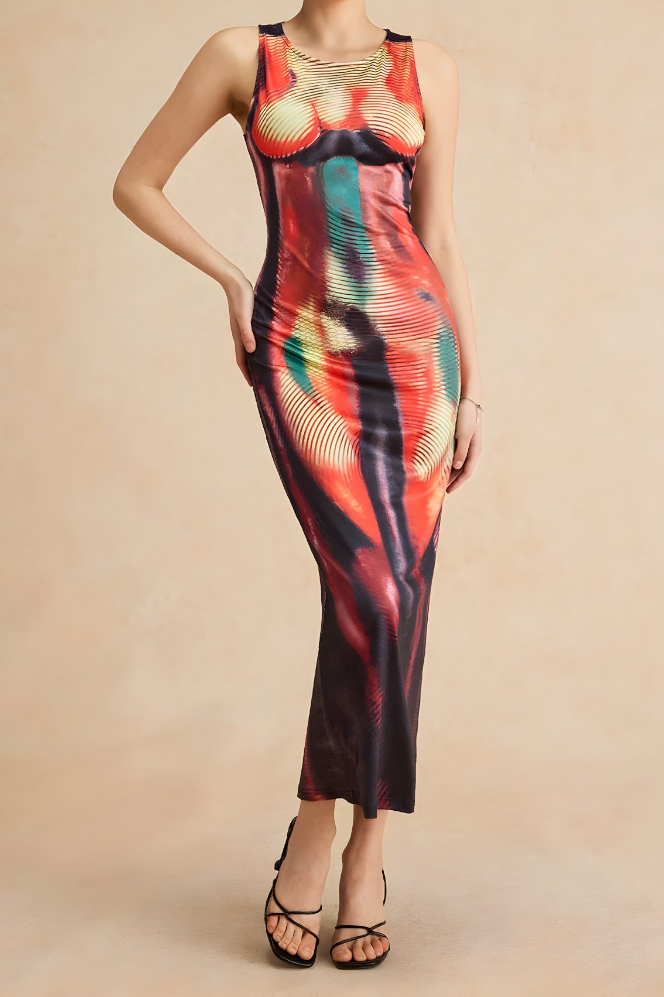 Florelle | Robe Midi Femme Imprimé Abstrait Confortable