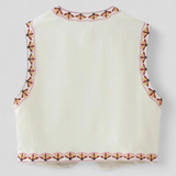 Elisa – Gilet Bohème Brodé à Motifs Floraux