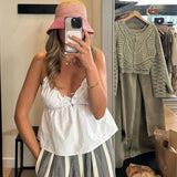 top blouses : Emma - Haut Court Tendance en Dentelle avec Bretelles Fines in van Seroa