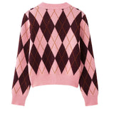 other : Cardigan Court Tricoté avec Motif Argyle et Boutons in van Seroa