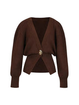 other : Cardigan Tricoté Chic avec Boutons Uniques in Café van Seroa