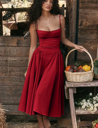Elegantes Midikleid mit feinen Trägern im Vintage-Stil für Damen