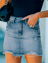 Jupe Denim Détressée Femme Taille Hau skirts Mini-Jupe