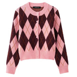 other : Cardigan Court Tricoté avec Motif Argyle et Boutons in L van Seroa