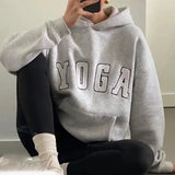 other : Yoga Sweat à capuche gris avec lettres brodées in L van Seroa