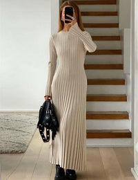 Stylisches Maxikleid aus Strick mit langen Ärmeln für Damen