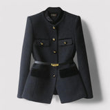 other : Sophia - Blazer Classique Luxueux avec Ceinture à la Taille in Noir van Seroa