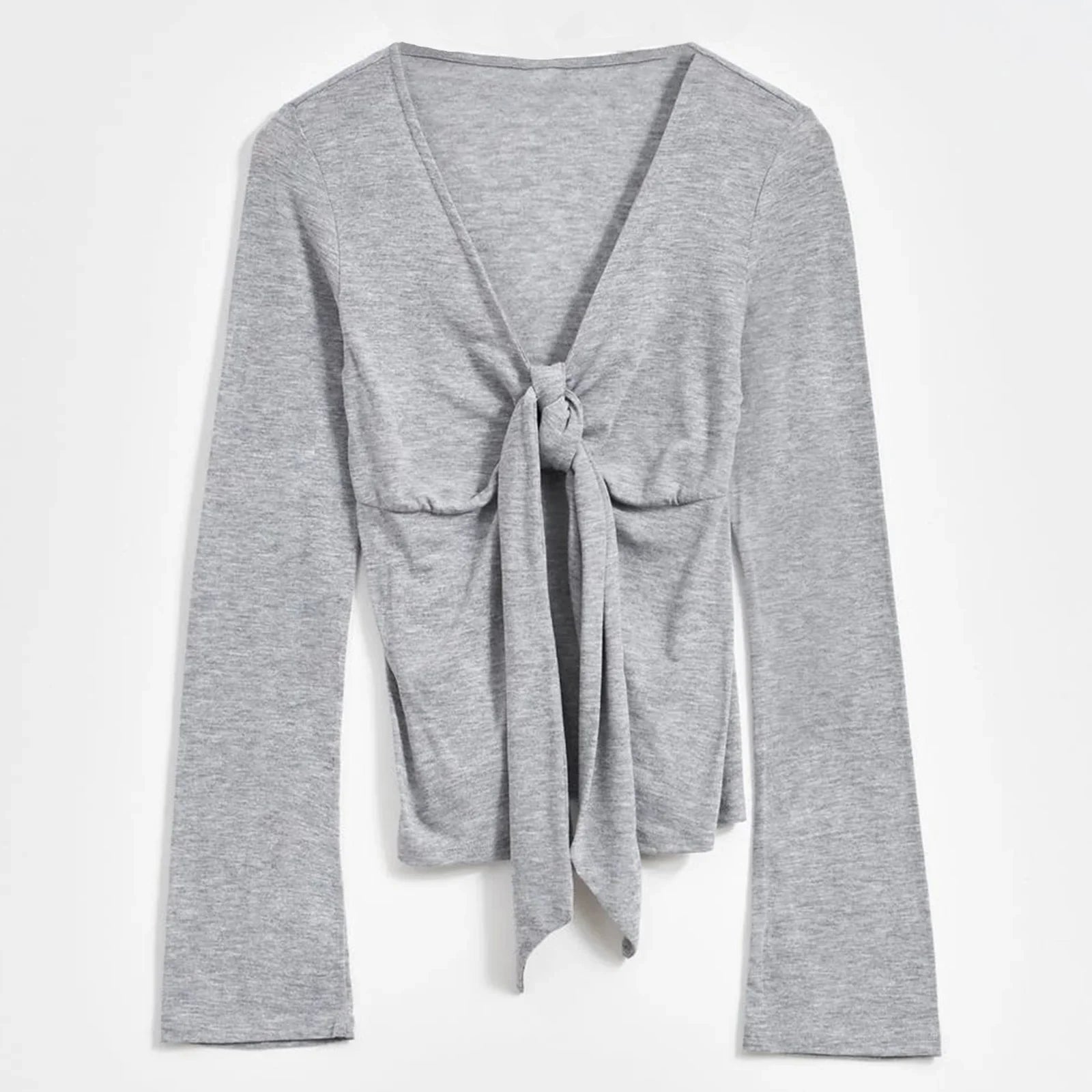 top blouses : Isabelle - Haut Court Tendance avec Manches Longues et Détail à Nouer in van Seroa