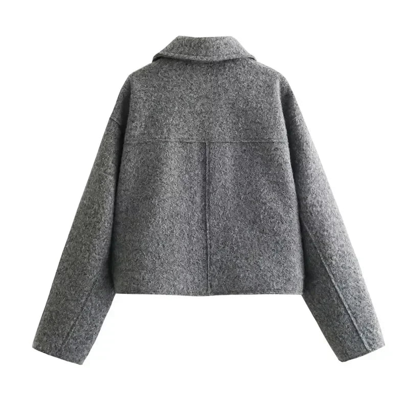 other : Bella – Veste Courte Chaude en Laine Mélangée avec Poches et Fermeture Éclair in van Seroa