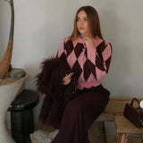 other : Cardigan Court Tricoté avec Motif Argyle et Boutons in van Seroa