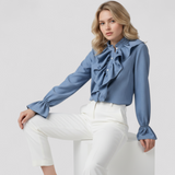 Céleste – Blouse Élégante à Volants avec Manches Statement