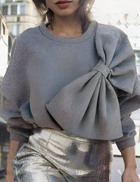 Weit geschnittener Damenpullover mit Knoten-Detail, bequeme Pullis