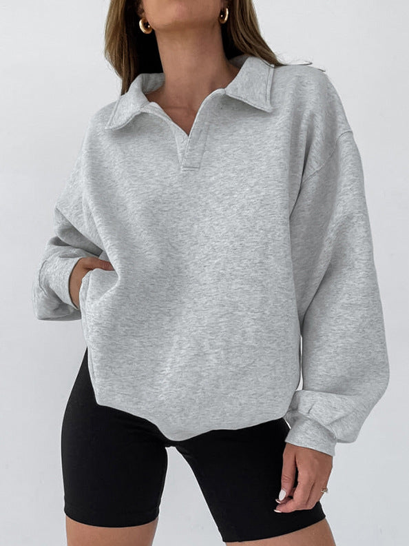 Sweat Femme Col Polo Décontracté 1