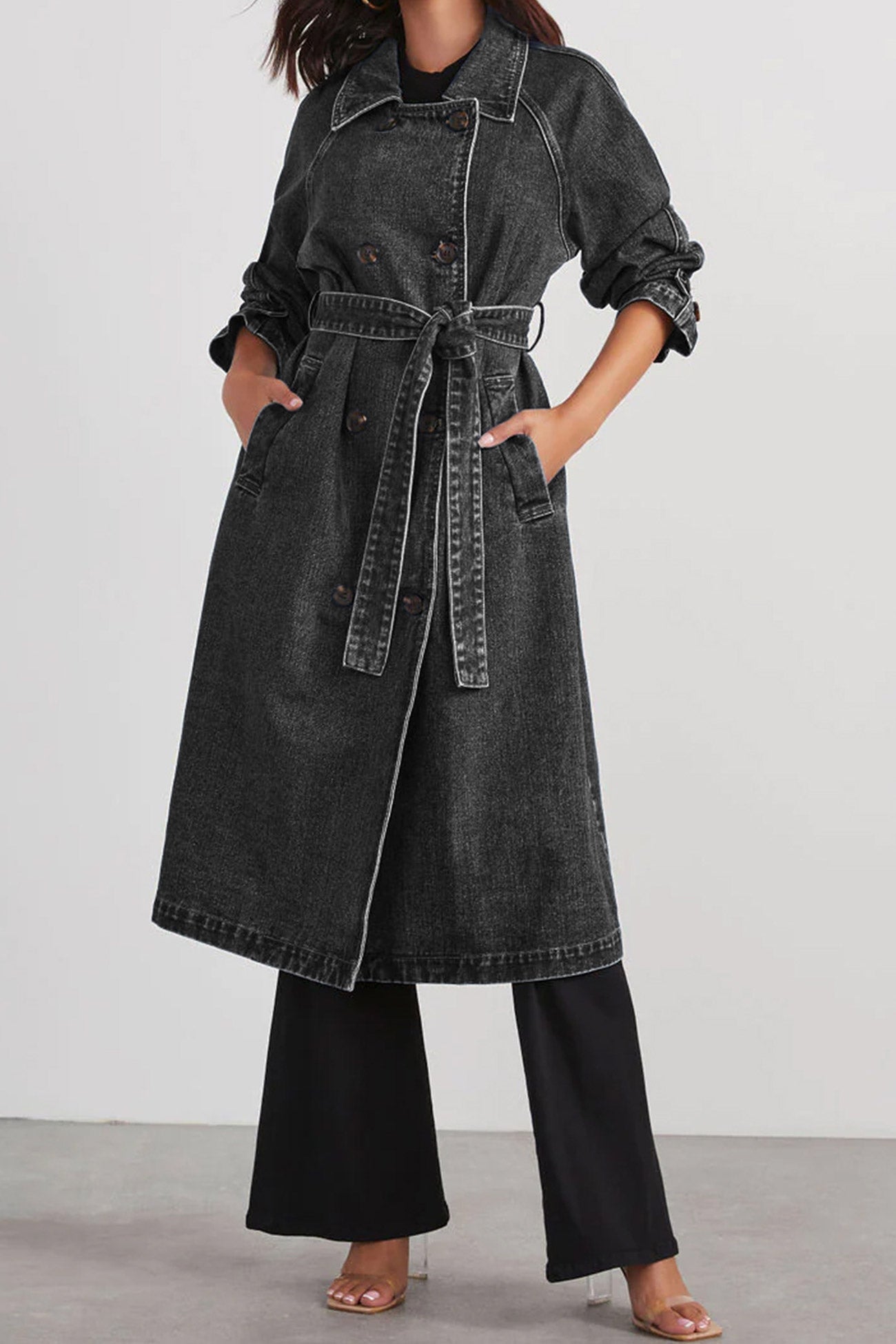 Trench Femme en Jean Chic Ajusté 8