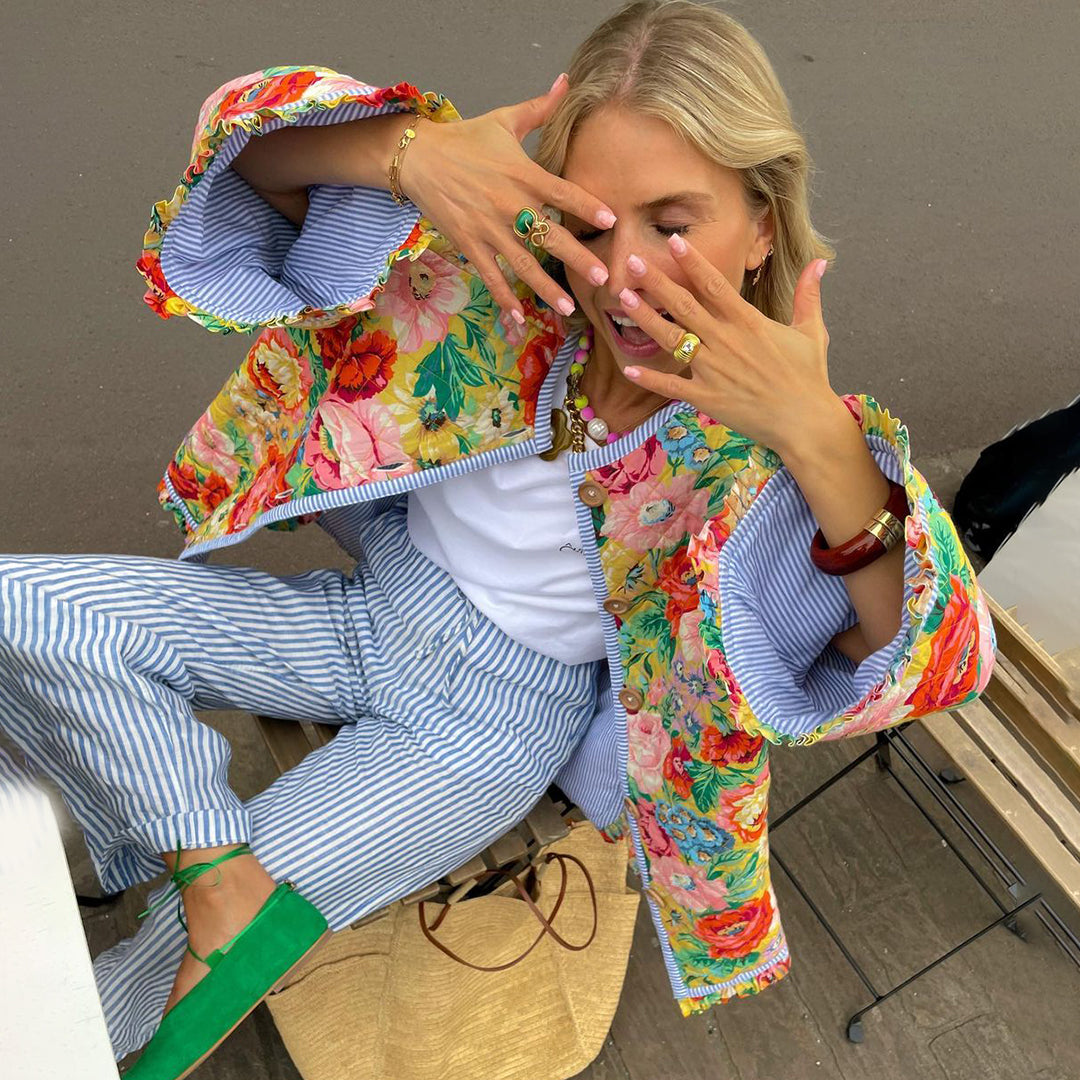 Veste Bomber Femme Imprimé Floral Élégante 1