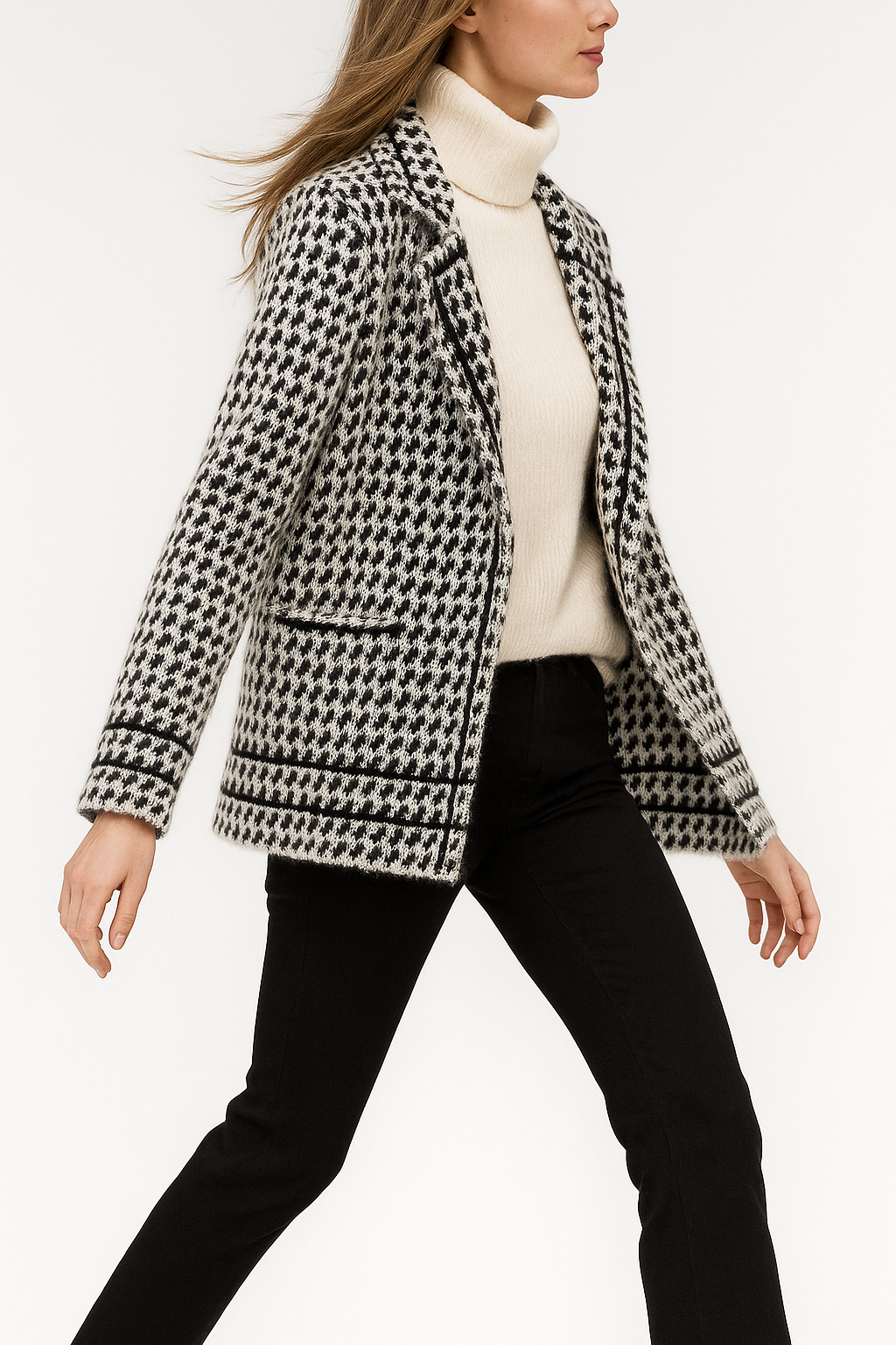 Veste Femme Chic en Maille Pied-de-Poule 6