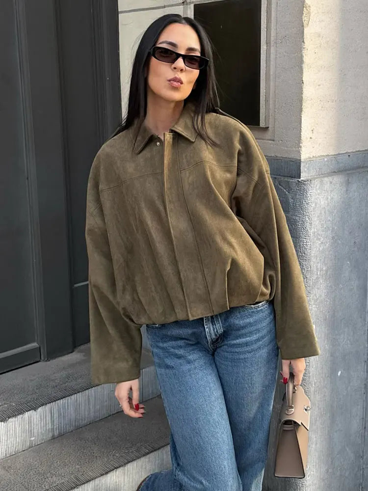 Veste Femme Décontractée en Daim Ample 3