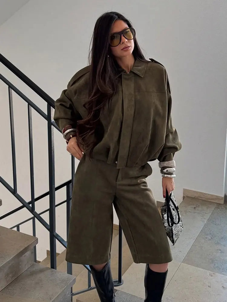 Veste Femme Décontractée en Daim Ample 4