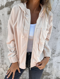 Frühlingsjacke für Damen mit Kapuze aus Samt