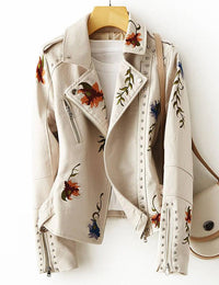 Damenlederjacke mit Blumen Herbstkollektion Sommermode