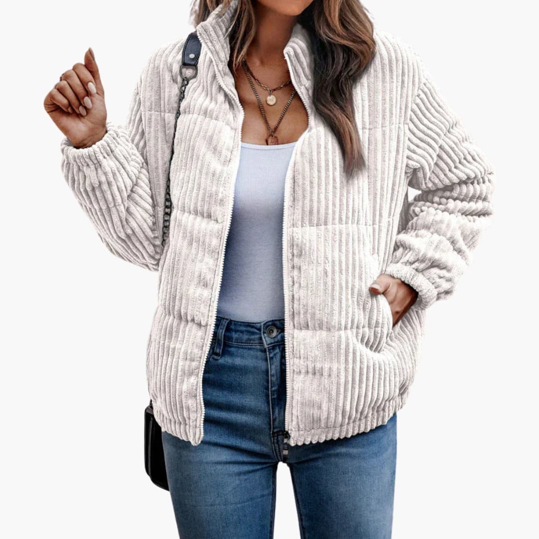 Veste Femme Élégante en Velours Côtelé 1