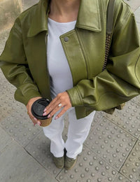 Damenjacke Oversize aus Kunstleder Herbstkollektion