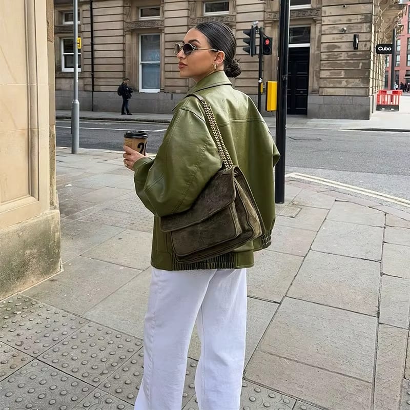 Veste Femme Oversize en Similicuir Tendance 2