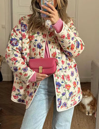 Damenjacke aus Leichtem Stoff mit Blumenmuster