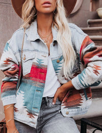 Vintage Damenjeansjacke Lässig Weibliche Mode