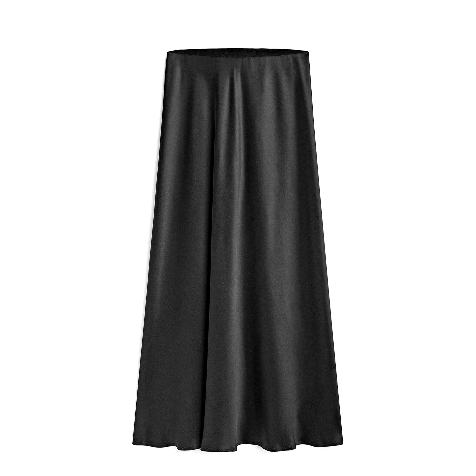skirts : Quinn – Élégant ensemble en satin avec blouse décontractée et jupe midi in van Seroa