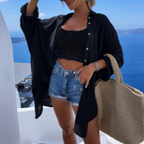 swimwear : Lena – Chemise de Plage Oversize en Coton au Style Bohème Chic in van Seroa