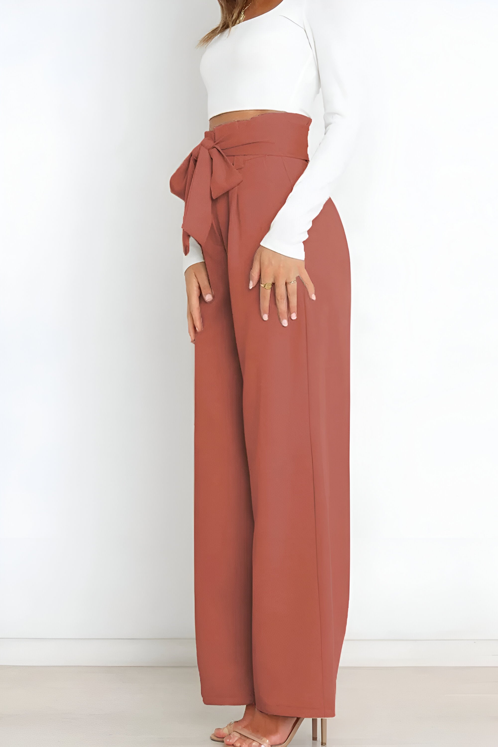 skirts : Evelyn | Pantalon Fluide Femme Jambes Larges Confortable in Brique van Seroa