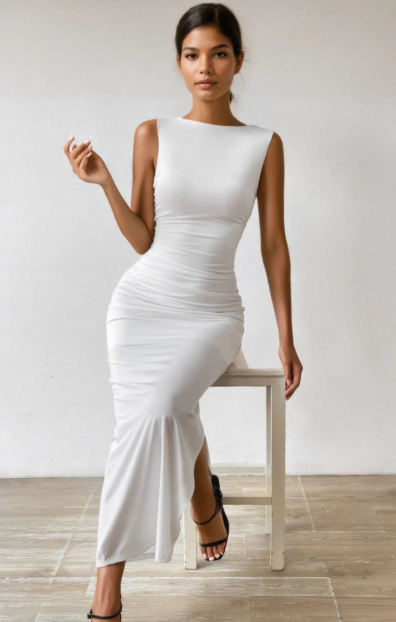 dresses : Alina – Robe de soirée longue élégante sans manches et moulante in van Seroa