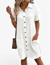 Leichtes Sommerkleid Damen aus Leinen-Baumwoll-Mischung - Perfekt für Strand und Urlaub