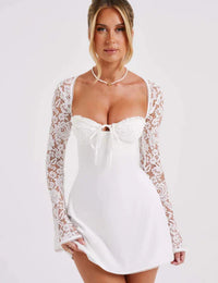 Robe courte corset avec Manches en Dentelle Femme