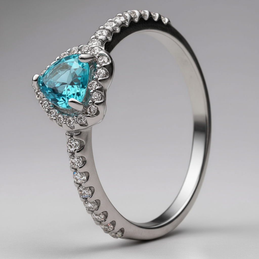 Amelia | Bague de Fiançailles Femme Argent Diamant Coeur