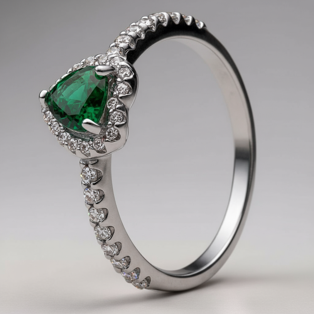 Amelia | Bague de Fiançailles Femme Argent Diamant Coeur