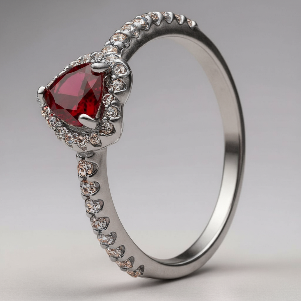Amelia | Bague de Fiançailles Femme Argent Diamant Coeur
