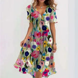 dresses : Amalia – Robe Midi Élégante Portefeuille en Chiffon à Imprimé Fleuri in Multicolore van Seroa