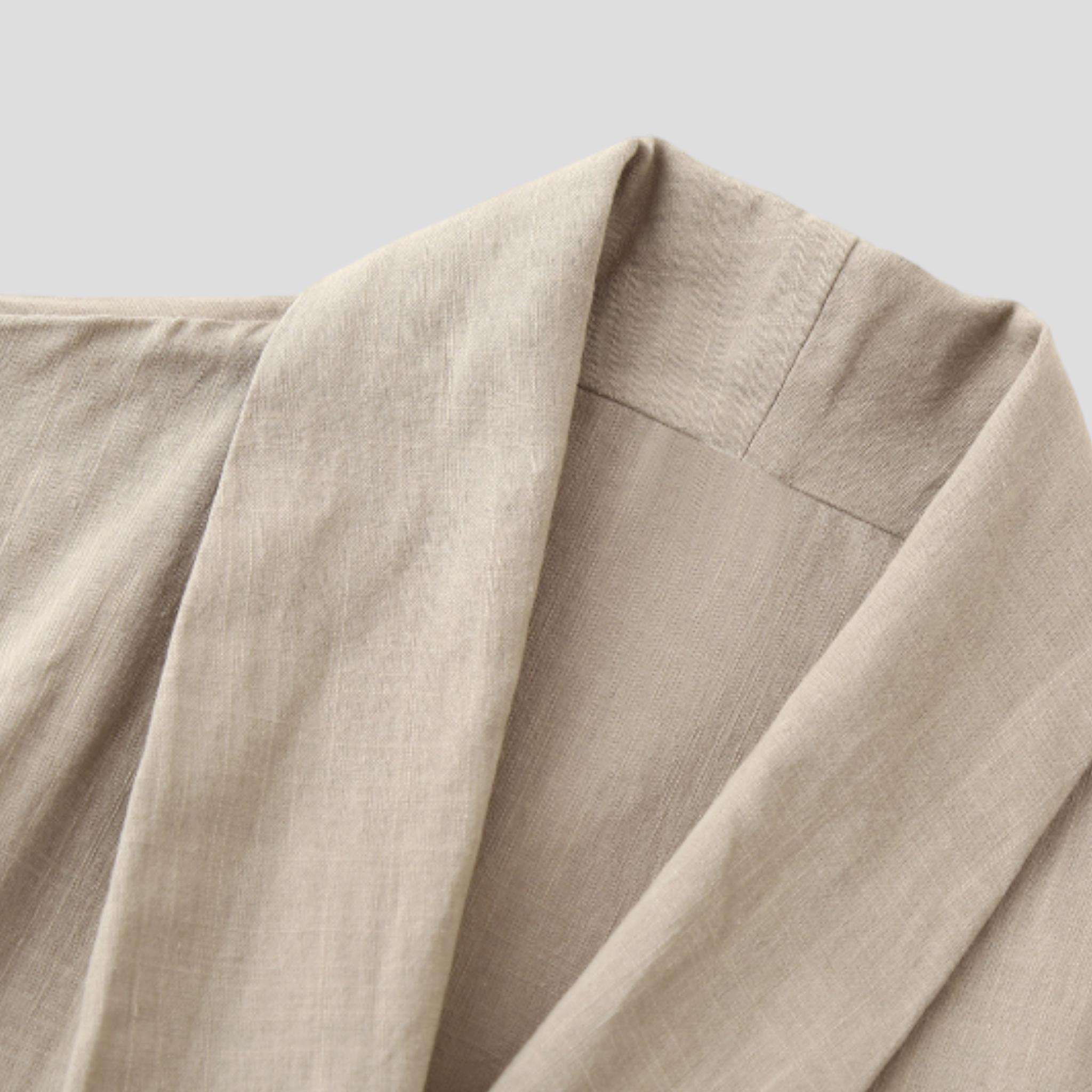 Elegancki lniany kimono damski z paskiem - idealny na lato i wiosnę