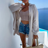 swimwear : Lena – Chemise de Plage Oversize en Coton au Style Bohème Chic in van Seroa