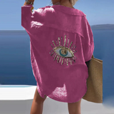 swimwear : Lena – Chemise de Plage Oversize en Coton au Style Bohème Chic in Rose van Seroa