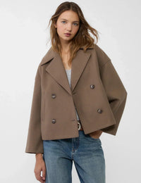 Elegante, eng geschnittene Damen-Wolljacke mit Doppelreißverschluss für den Winter