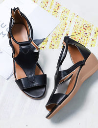 Sandales Compensées Femme Confort Cuir Premium avec Soutien Voûte