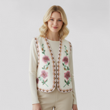 Elisa – Gilet Bohème Brodé à Motifs Floraux