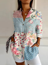 top blouses : Amara – Blouse en coton à boutons, inspirée par l’océan et pleine de vitalité in Bleu van Seroa