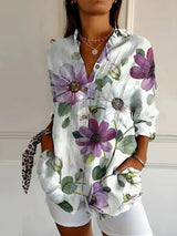 top blouses : Amara – Blouse en coton à boutons, inspirée par l’océan et pleine de vitalité in Pourpre van Seroa