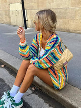 other : Mira – Gilet Bohème Coloré au Crochet Tricoté à la Main in van Seroa