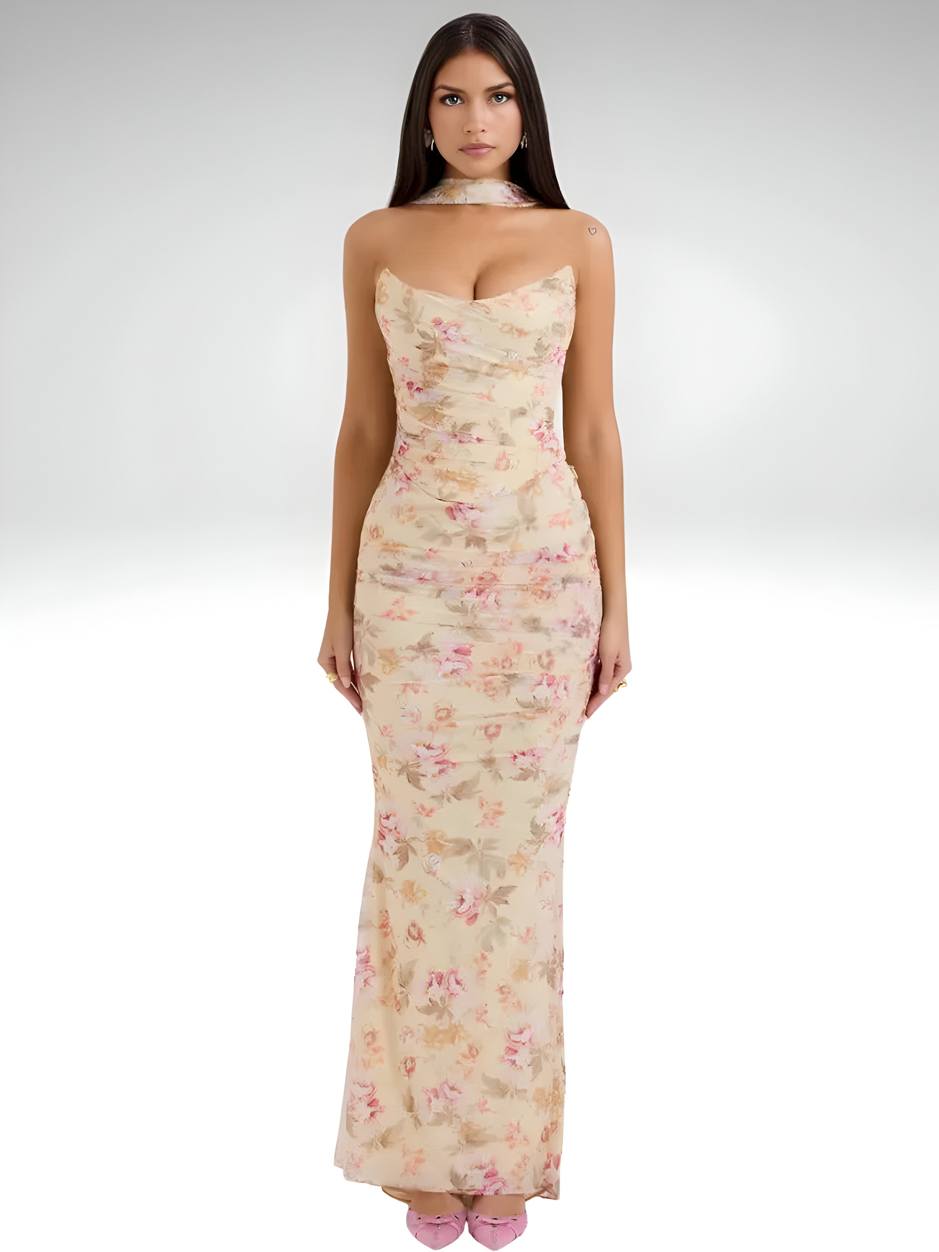 dresses : Alma | Ensemble Femme Élastique Bustier Jupe Maxi in Imprimé floral van Seroa